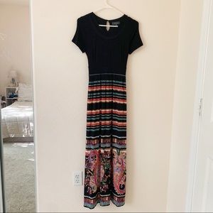 PERUNA Black Colorful Maxi Dress that Ties